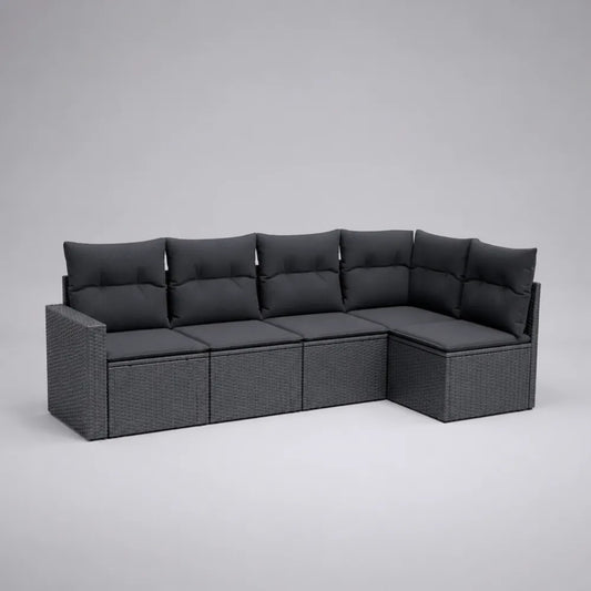 Set divano da giardino angolare modulare in rattan sintetico antracite con cuscini grigio scuro 270 cm